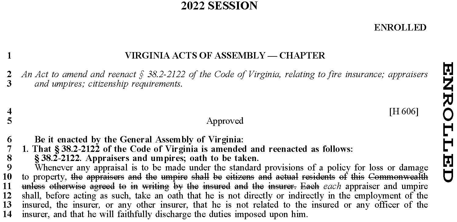 Virginia Allows Appraisal and Sets Forth New Standards For Appraisers